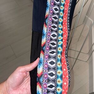 Onzie Multicolor Patterned mesh bottom Leggings